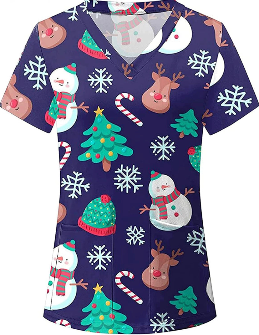 Christmas Scrub Tops