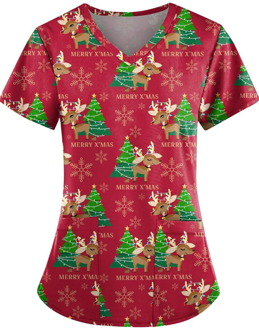 Christmas Scrub Tops